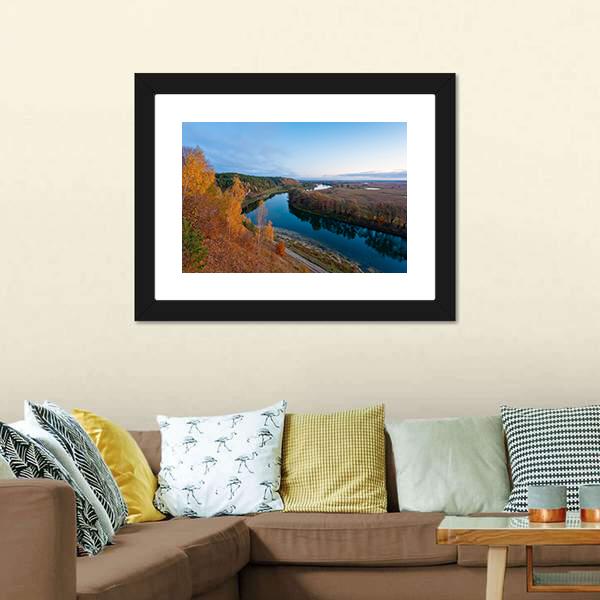 Dawn Over River Canvas Wall Art-1 Piece-Framed Print-20" x 16"-Tiaracle