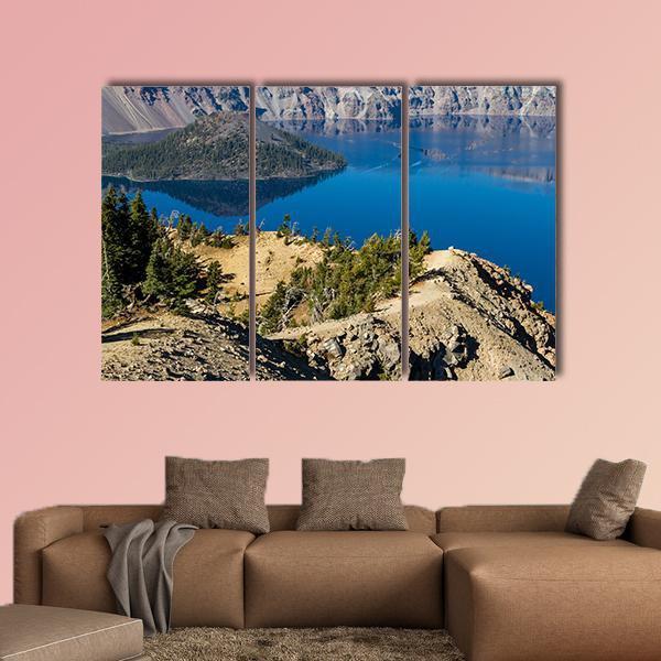 Day At Crater Lake Canvas Wall Art-3 Horizontal-Gallery Wrap-37" x 24"-Tiaracle
