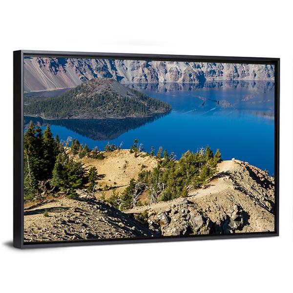 Day At Crater Lake Canvas Wall Art-3 Horizontal-Gallery Wrap-25" x 16"-Tiaracle