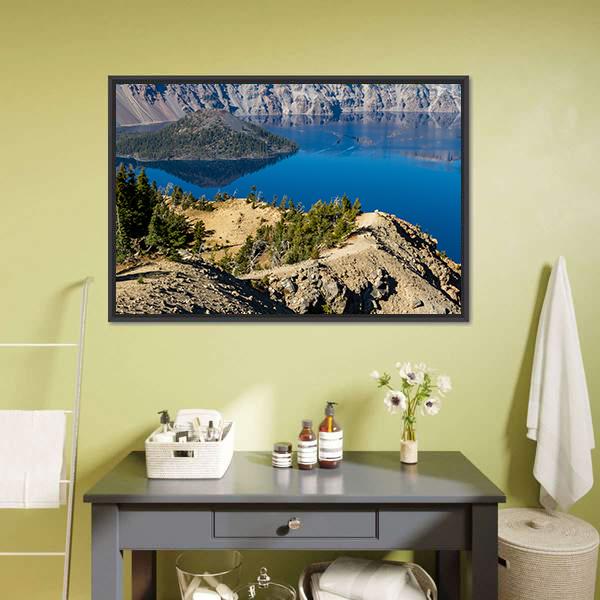 Day At Crater Lake Canvas Wall Art-3 Horizontal-Gallery Wrap-25" x 16"-Tiaracle