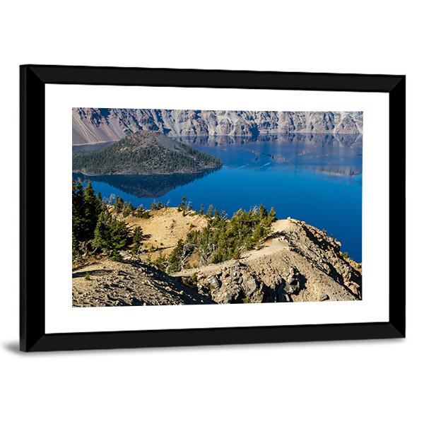 Day At Crater Lake Canvas Wall Art-3 Horizontal-Gallery Wrap-25" x 16"-Tiaracle