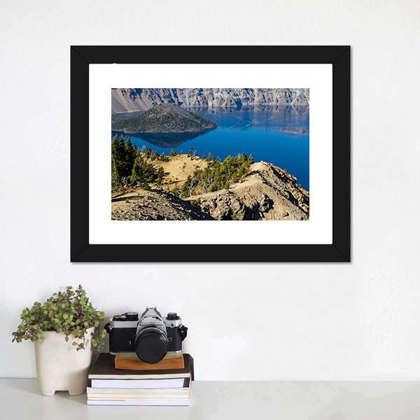 Day At Crater Lake Canvas Wall Art-3 Horizontal-Gallery Wrap-25" x 16"-Tiaracle