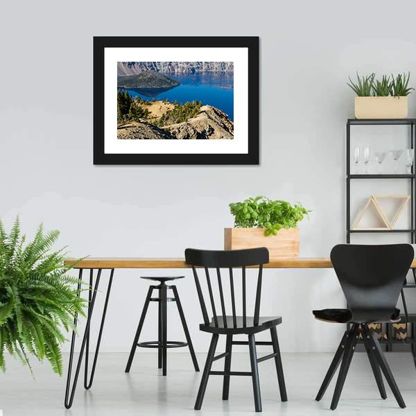 Day At Crater Lake Canvas Wall Art-3 Horizontal-Gallery Wrap-25" x 16"-Tiaracle