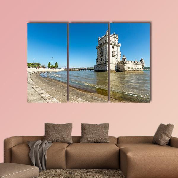 Belem Tower In Lisbon Canvas Wall Art-4 Pop-Gallery Wrap-50" x 32"-Tiaracle