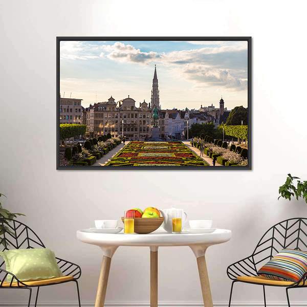 Day View Of Brussels Canvas Wall Art-1 Piece-Floating Frame-24" x 16"-Tiaracle