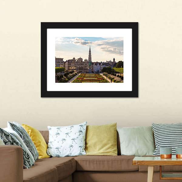 Day View Of Brussels Canvas Wall Art-1 Piece-Framed Print-20" x 16"-Tiaracle