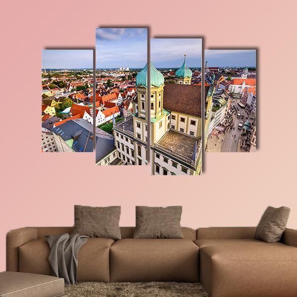 Augsburg Skyline Germany Canvas Wall Art-4 Pop-Gallery Wrap-50" x 32"-Tiaracle