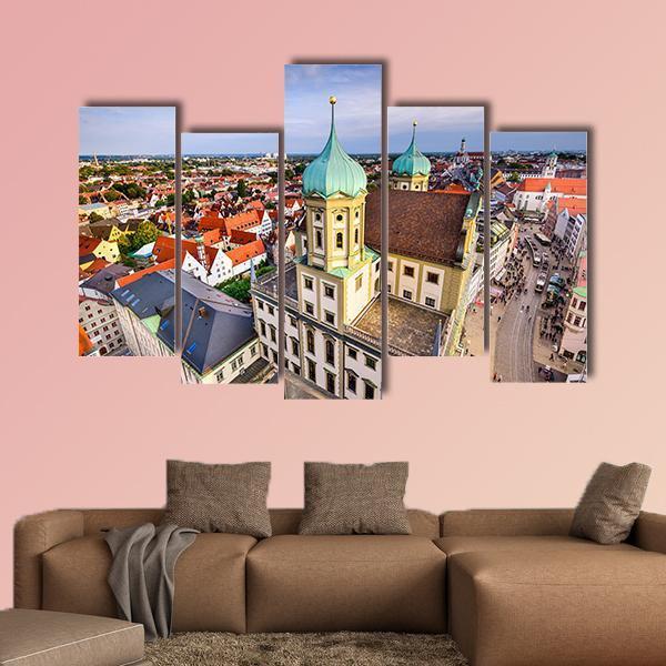 Augsburg Skyline Germany Canvas Wall Art-5 Pop-Gallery Wrap-47" x 32"-Tiaracle