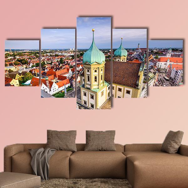 Augsburg Skyline Germany Canvas Wall Art-5 Star-Gallery Wrap-62" x 32"-Tiaracle