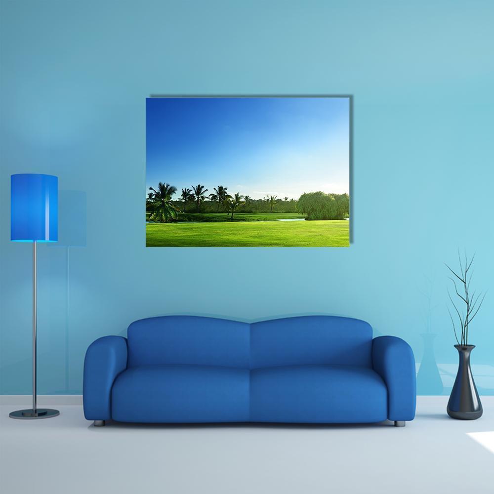 Day View Of Golf Course Canvas Wall Art-1 Piece-Gallery Wrap-48&quot; x 32&quot;-Tiaracle