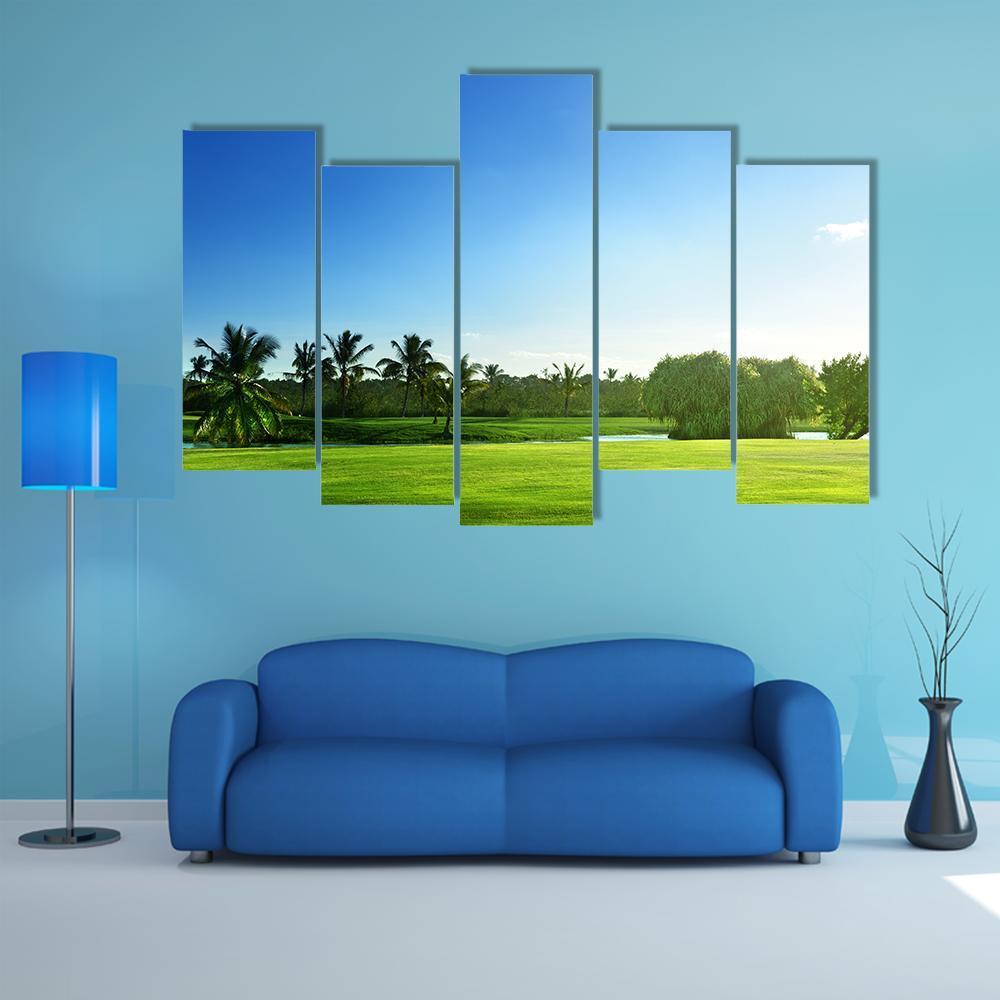 Day View Of Golf Course Canvas Wall Art-5 Pop-Gallery Wrap-47" x 32"-Tiaracle