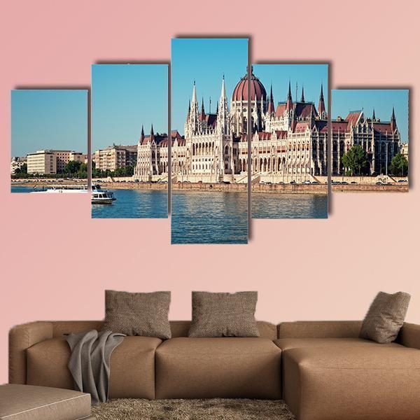 Hungarian Parliament Canvas Wall Art-5 Star-Gallery Wrap-62" x 32"-Tiaracle