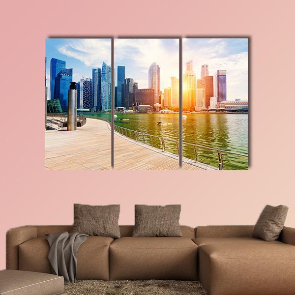 Singapore City Skyline Canvas Wall Art-3 Horizontal-Gallery Wrap-25" x 16"-Tiaracle