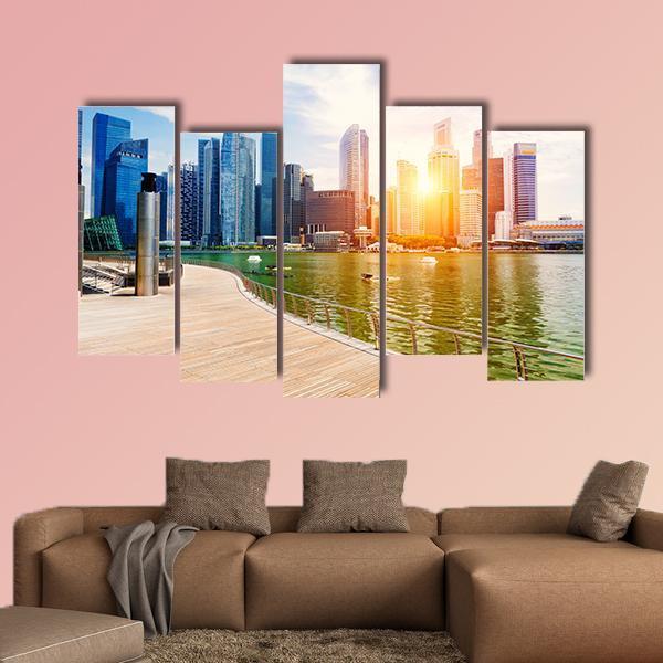 Singapore City Skyline Canvas Wall Art-5 Pop-Gallery Wrap-47" x 32"-Tiaracle