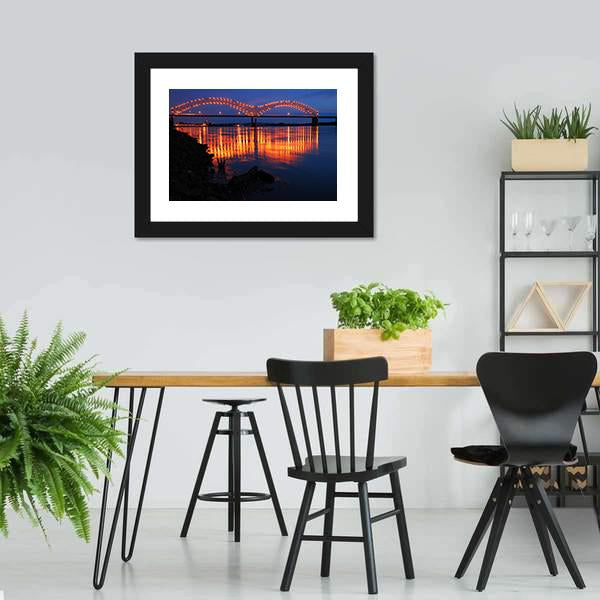De Soto Bridge At Night Canvas Wall Art-3 Horizontal-Gallery Wrap-25" x 16"-Tiaracle