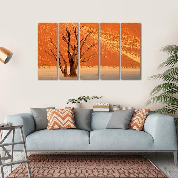 Dead Acacia Tree Against Red Sand Dune Namibia Canvas Wall Art-5 Horizontal-Gallery Wrap-22" x 12"-Tiaracle