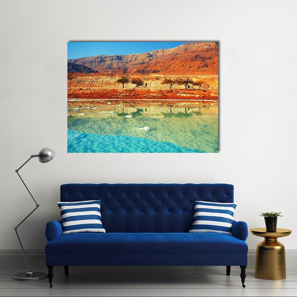 Dead Sea Salt Shore Canvas Wall Art-1 Piece-Gallery Wrap-48" x 32"-Tiaracle