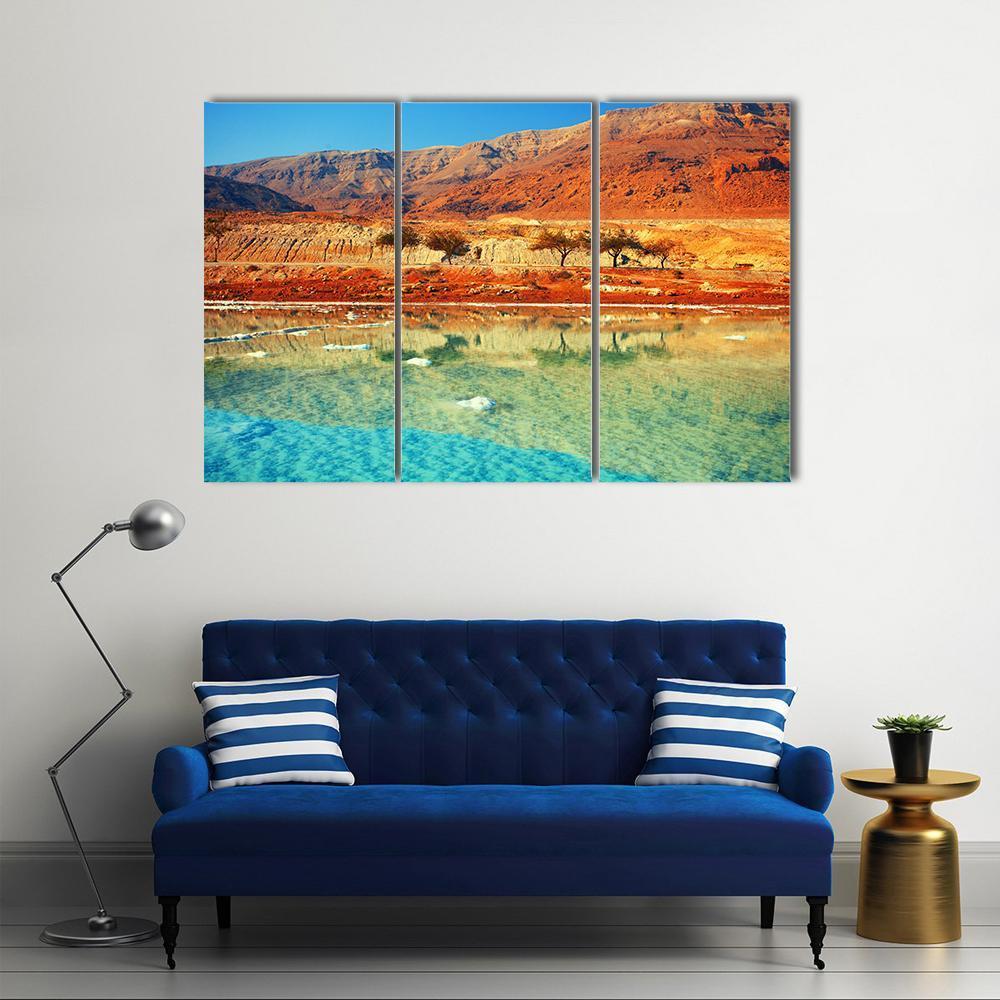 Dead Sea Salt Shore Canvas Wall Art-3 Horizontal-Gallery Wrap-37" x 24"-Tiaracle