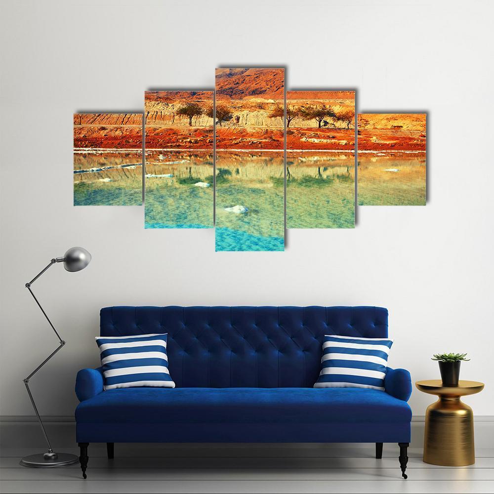Dead Sea Salt Shore Canvas Wall Art-5 Star-Gallery Wrap-62" x 32"-Tiaracle