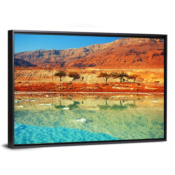 Dead Sea Salt Shore Canvas Wall Art-3 Horizontal-Gallery Wrap-25" x 16"-Tiaracle