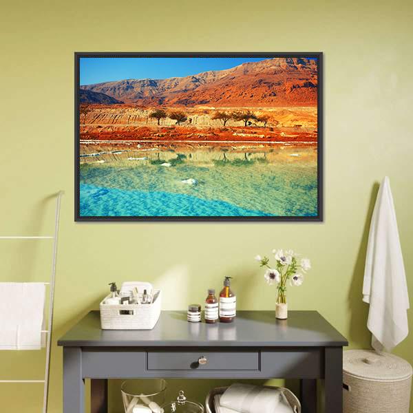 Dead Sea Salt Shore Canvas Wall Art-3 Horizontal-Gallery Wrap-25" x 16"-Tiaracle