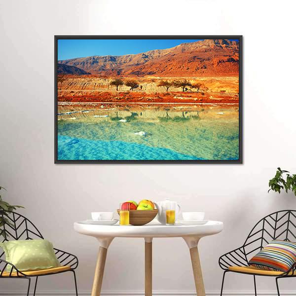 Dead Sea Salt Shore Canvas Wall Art-1 Piece-Floating Frame-24" x 16"-Tiaracle