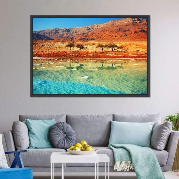 Dead Sea Salt Shore Canvas Wall Art-3 Horizontal-Gallery Wrap-25" x 16"-Tiaracle