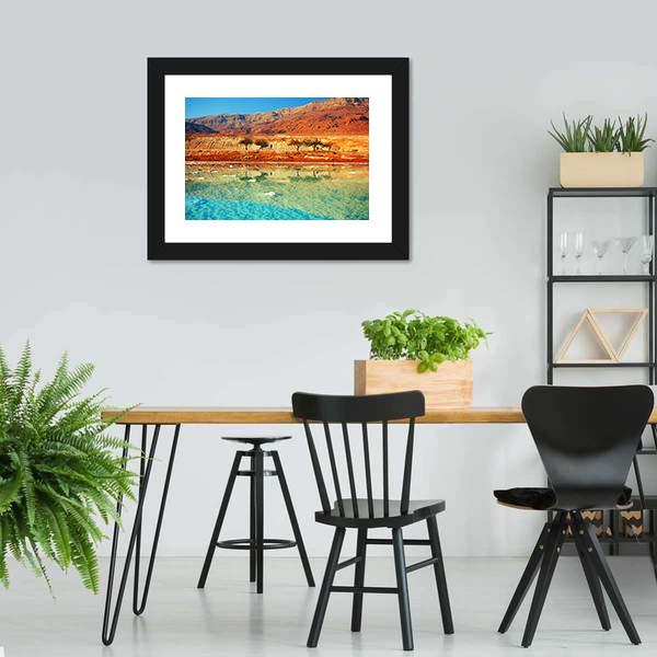 Dead Sea Salt Shore Canvas Wall Art-3 Horizontal-Gallery Wrap-25" x 16"-Tiaracle