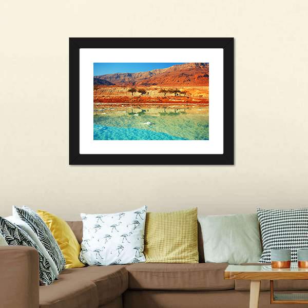 Dead Sea Salt Shore Canvas Wall Art-1 Piece-Framed Print-20" x 16"-Tiaracle