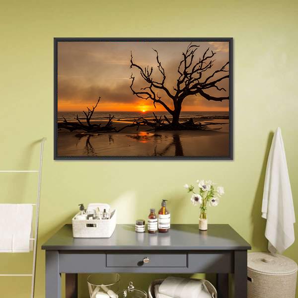 Dead Tree At Sunrise Canvas Wall Art-3 Horizontal-Gallery Wrap-25" x 16"-Tiaracle
