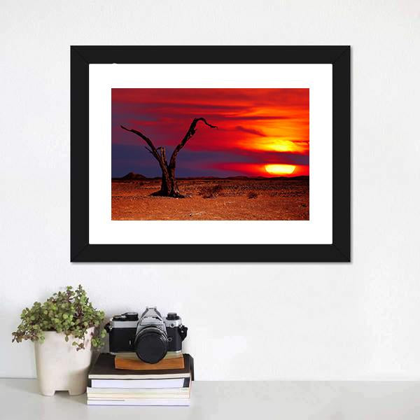 Dead Tree In Desert Canvas Wall Art-5 Horizontal-Gallery Wrap-22" x 12"-Tiaracle