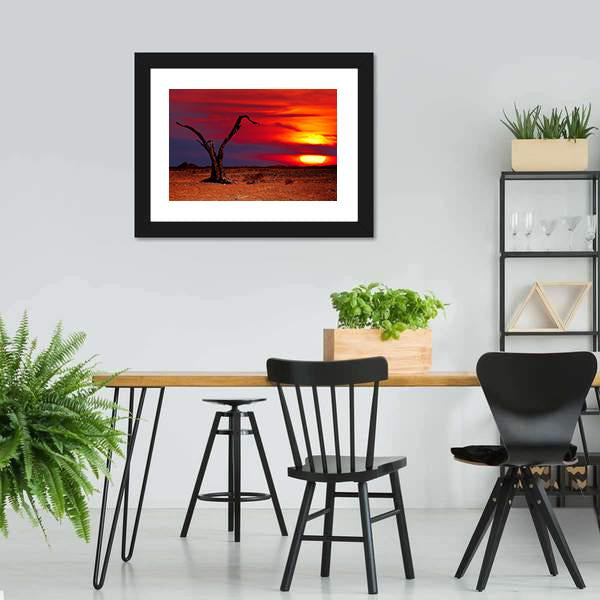 Dead Tree In Desert Canvas Wall Art-5 Horizontal-Gallery Wrap-22" x 12"-Tiaracle
