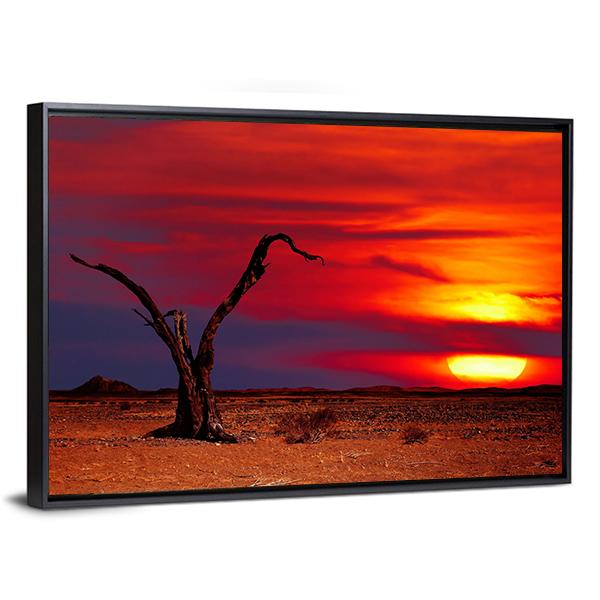 Dead Tree In Desert Canvas Wall Art-5 Horizontal-Gallery Wrap-22" x 12"-Tiaracle