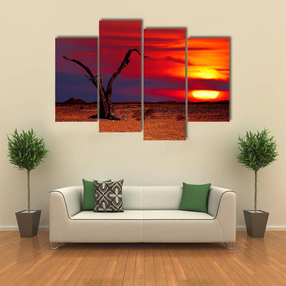 Dead Tree In Desert Canvas Wall Art-4 Pop-Gallery Wrap-50" x 32"-Tiaracle