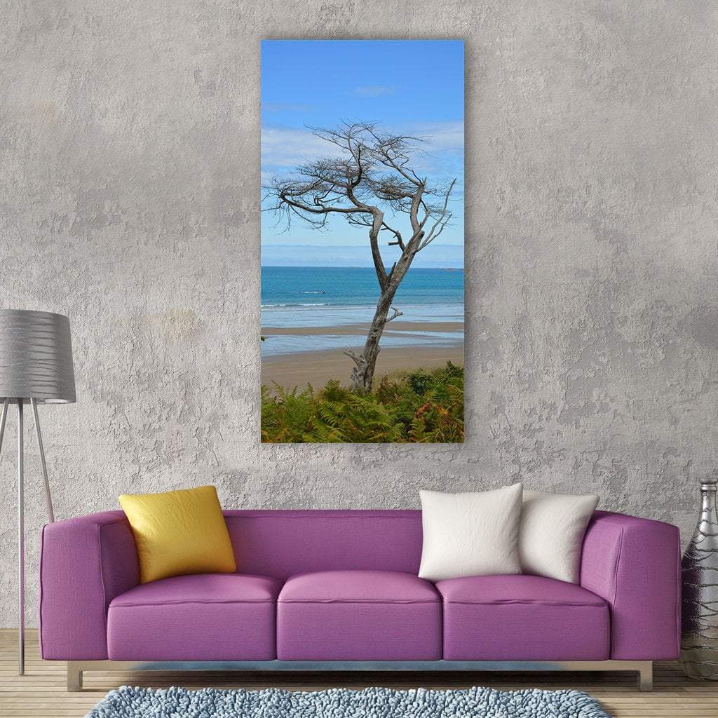 Dead Tree Near Seascape Vertical Canvas Wall Art-3 Vertical-Gallery Wrap-12" x 25"-Tiaracle