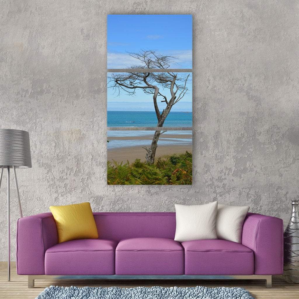 Dead Tree Near Seascape Vertical Canvas Wall Art-3 Vertical-Gallery Wrap-12" x 25"-Tiaracle