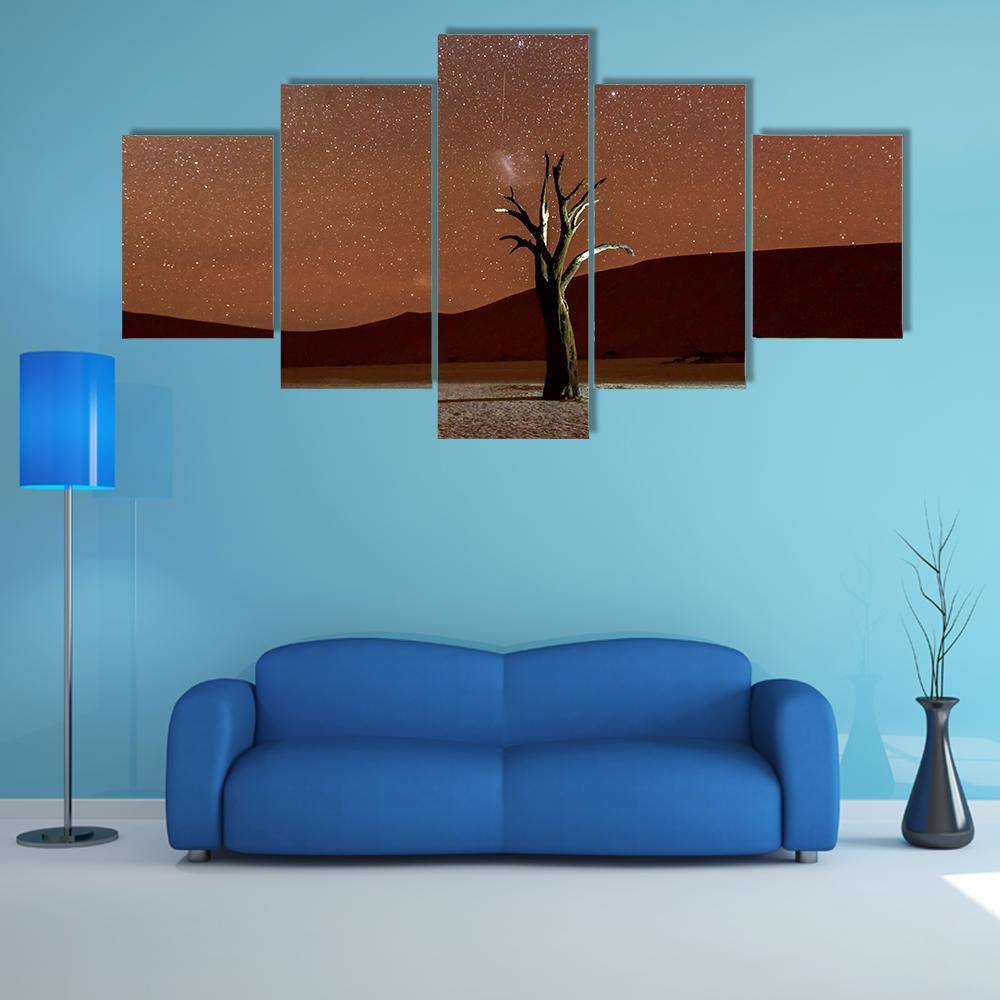 Dead Vlei At Dusk Canvas Wall Art-5 Pop-Gallery Wrap-47" x 32"-Tiaracle