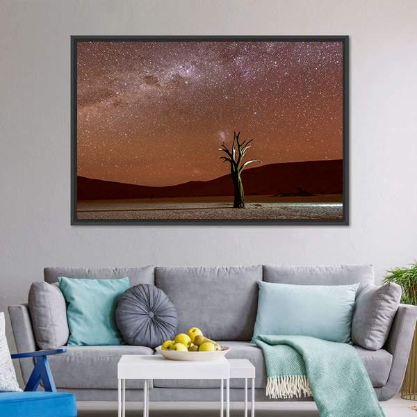 Dead Vlei At Dusk Canvas Wall Art-3 Horizontal-Gallery Wrap-25" x 16"-Tiaracle