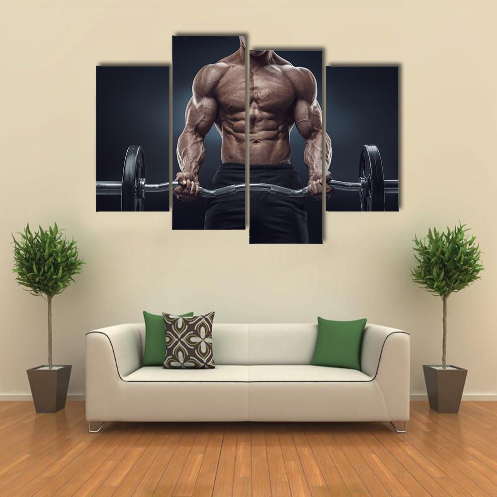 Deadlift Workout Canvas Wall Art-4 Pop-Gallery Wrap-50&quot; x 32&quot;-Tiaracle
