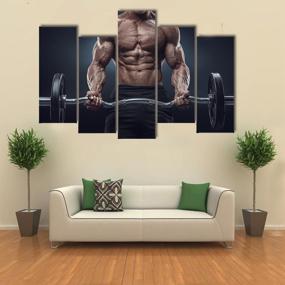 Deadlift Workout Canvas Wall Art-5 Pop-Gallery Wrap-47&quot; x 32&quot;-Tiaracle