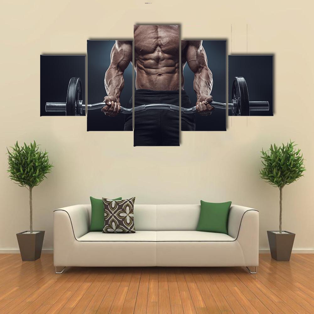 Deadlift Workout Canvas Wall Art-5 Star-Gallery Wrap-62&quot; x 32&quot;-Tiaracle