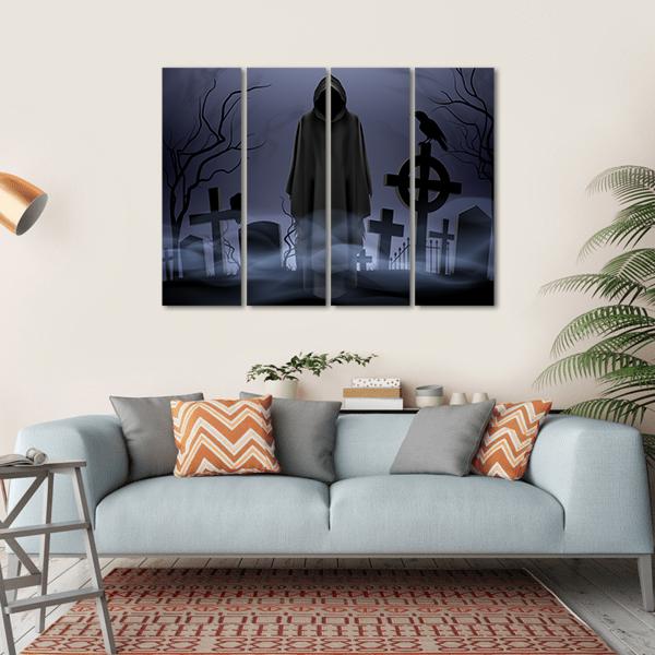Death Angel Among Graves Canvas Wall Art-1 Piece-Gallery Wrap-36" x 24"-Tiaracle