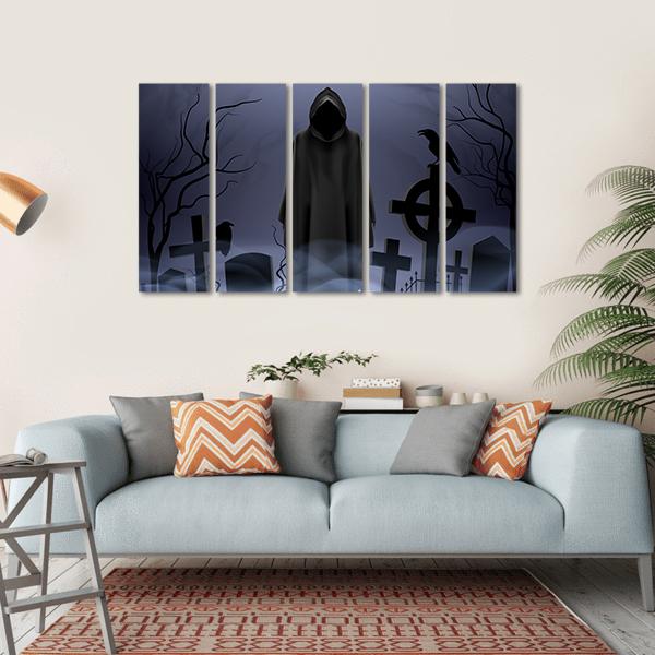 Death Angel Among Graves Canvas Wall Art-5 Horizontal-Gallery Wrap-22" x 12"-Tiaracle
