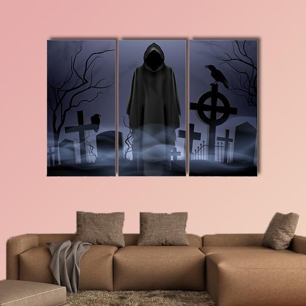Death Angel Among Graves Canvas Wall Art-3 Horizontal-Gallery Wrap-37" x 24"-Tiaracle