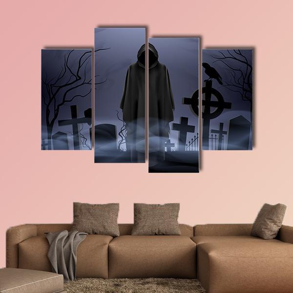 Death Angel Among Graves Canvas Wall Art-4 Pop-Gallery Wrap-50" x 32"-Tiaracle