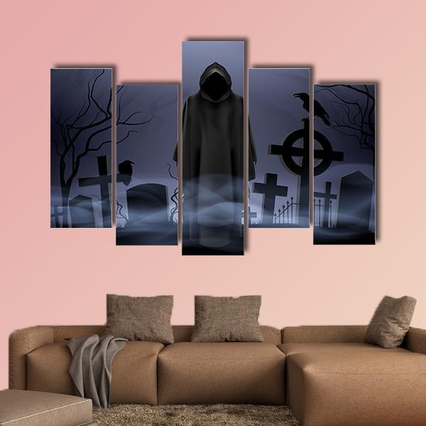 Death Angel Among Graves Canvas Wall Art-5 Pop-Gallery Wrap-47" x 32"-Tiaracle