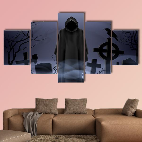 Death Angel Among Graves Canvas Wall Art-5 Star-Gallery Wrap-62" x 32"-Tiaracle