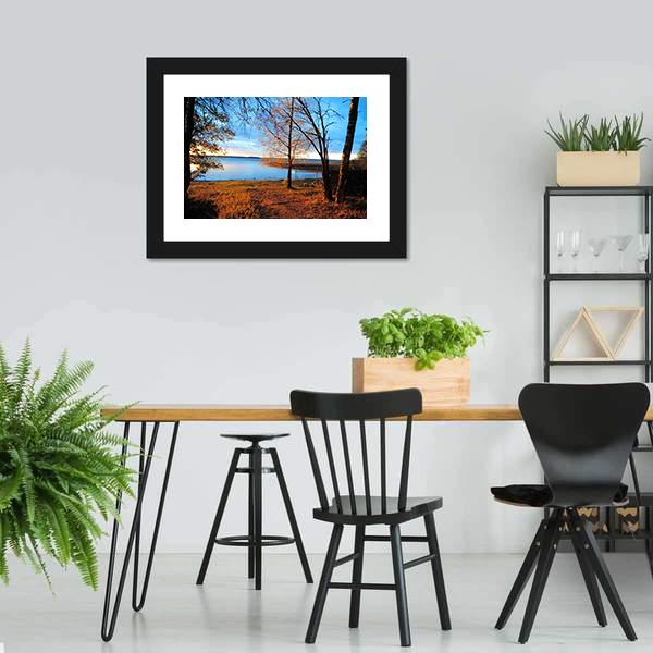 Decline In Autumn Wood About Lake Canvas Wall Art-3 Horizontal-Gallery Wrap-25" x 16"-Tiaracle