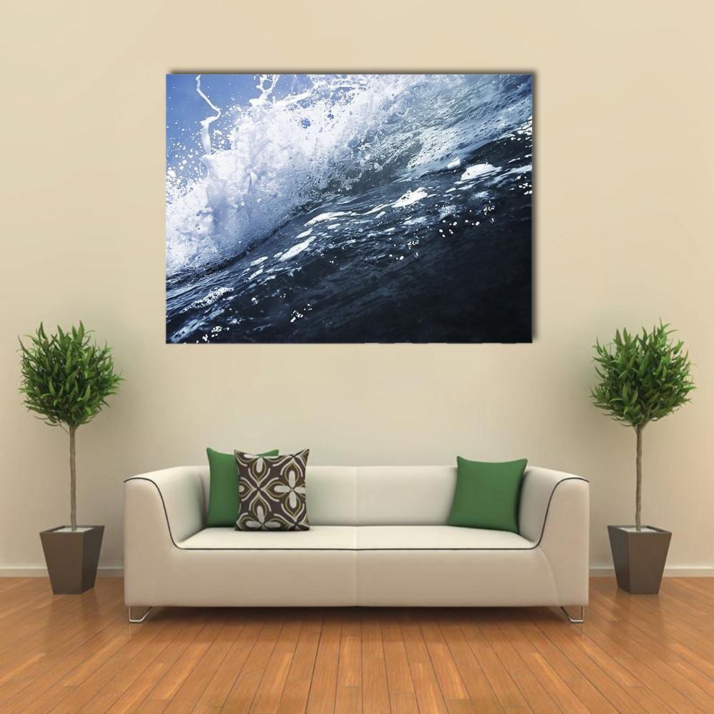 Deep Sea Wave Canvas Wall Art-1 Piece-Gallery Wrap-48" x 32"-Tiaracle