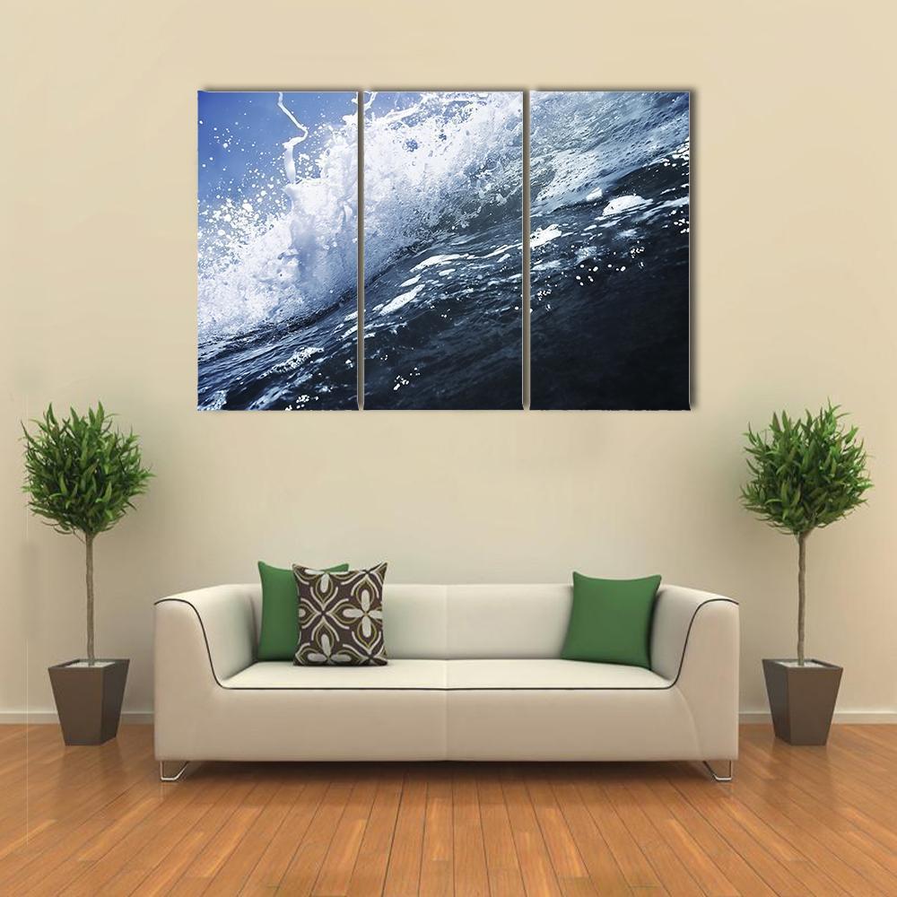 Deep Sea Wave Canvas Wall Art-3 Horizontal-Gallery Wrap-37" x 24"-Tiaracle